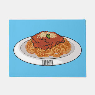 Spaghetti cartoon illustration Doormat