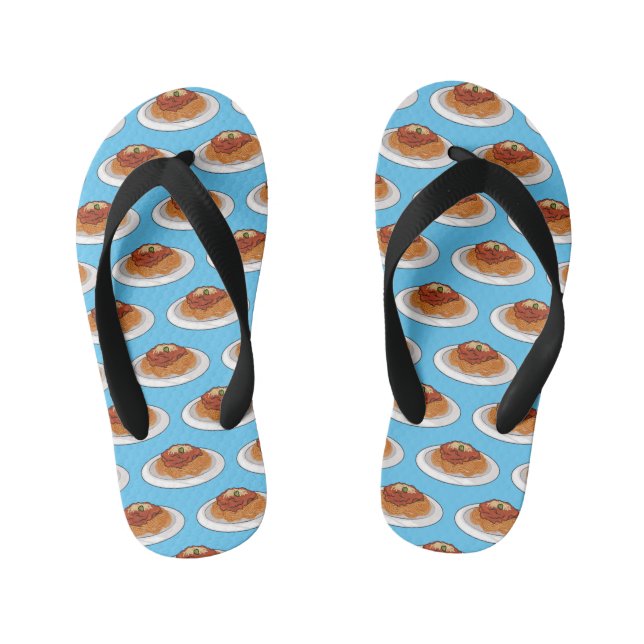 Spaghetti cartoon illustration Kid's Jandals (Footbed)