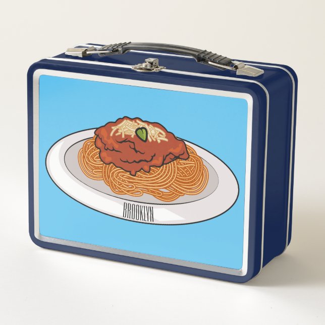  Spaghetti cartoon illustration Metal Lunch Box (Front)