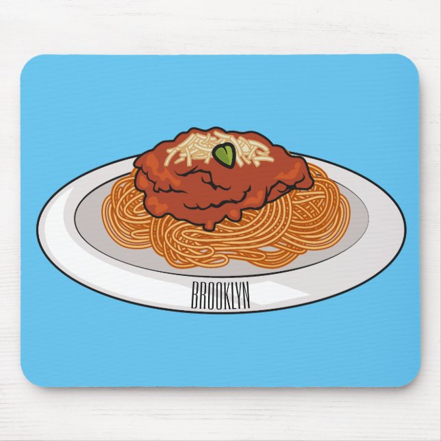  Spaghetti cartoon illustration Mouse Pad (Front)