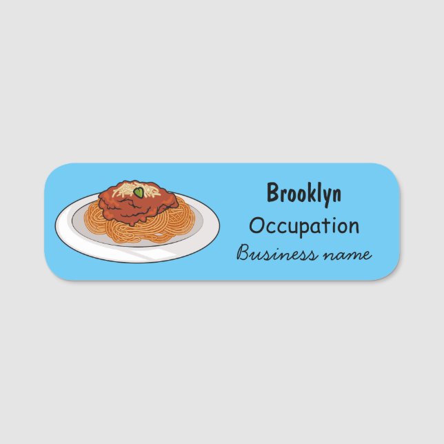  Spaghetti cartoon illustration Name Tag (Front)