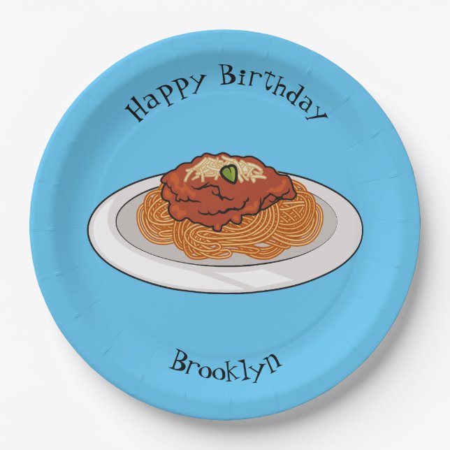  Spaghetti cartoon illustration Paper Plate (Front)