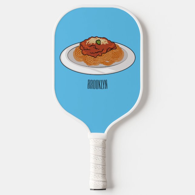  Spaghetti cartoon illustration Pickleball Paddle (Front)