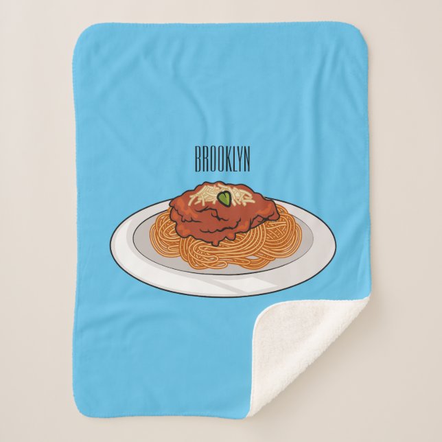  Spaghetti cartoon illustration Sherpa Blanket (Front)