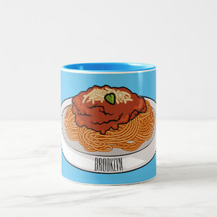 Spaghetti cartoon illustration Two-Tone Coffee Mug