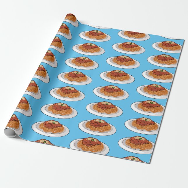  Spaghetti cartoon illustration Wrapping Paper (Unrolled)