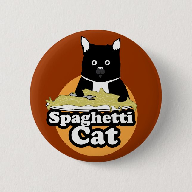 Spaghetti Cat 6 Cm Round Badge (Front)