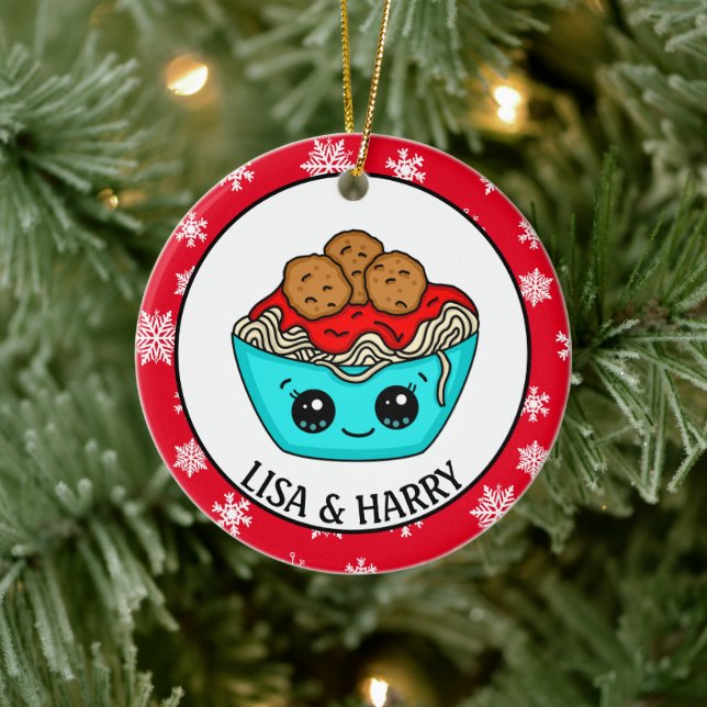 Spaghetti Christmas Ornament | Romantic Pun (Tree)