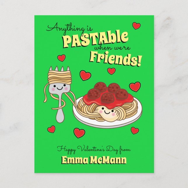 Spaghetti Classroom Valentine Friendship Card (Front)