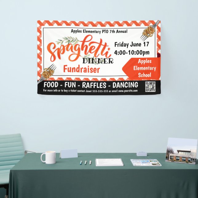 Spaghetti Dinner Fundraiser PTO PTA Church Banner (Tradeshow)