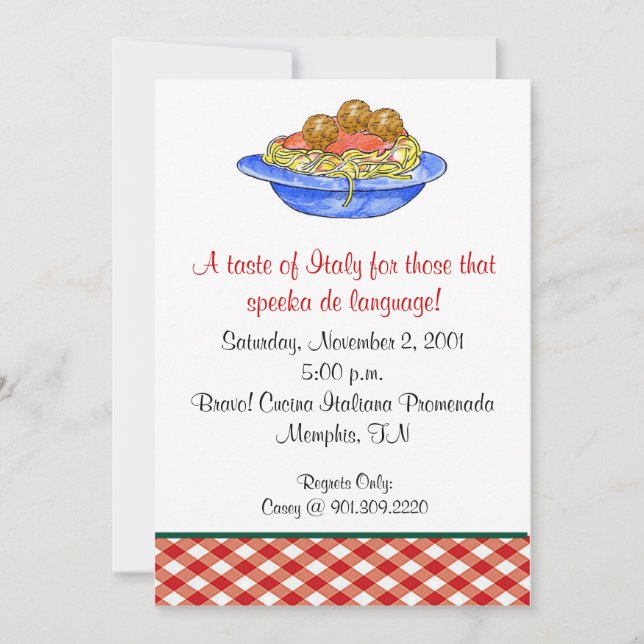 Spaghetti Dinner Invitation (Front)