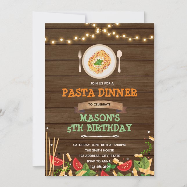 Spaghetti Dinner party Invitation (Front)