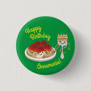 Spaghetti Kids Birthday Party Meatballs 3 Cm Round Badge