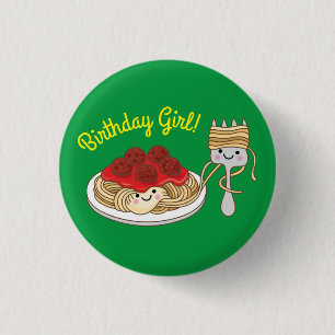 Spaghetti Kids Birthday Party Meatballs 3 Cm Round Badge