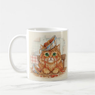 Spaghetti Kitty, Orange, Coffee Mug