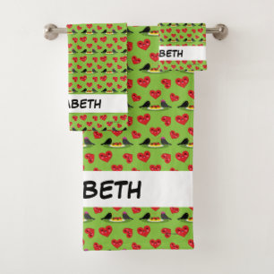 Spaghetti Meatballs Romantic Date Add Your Name Bath Towel Set