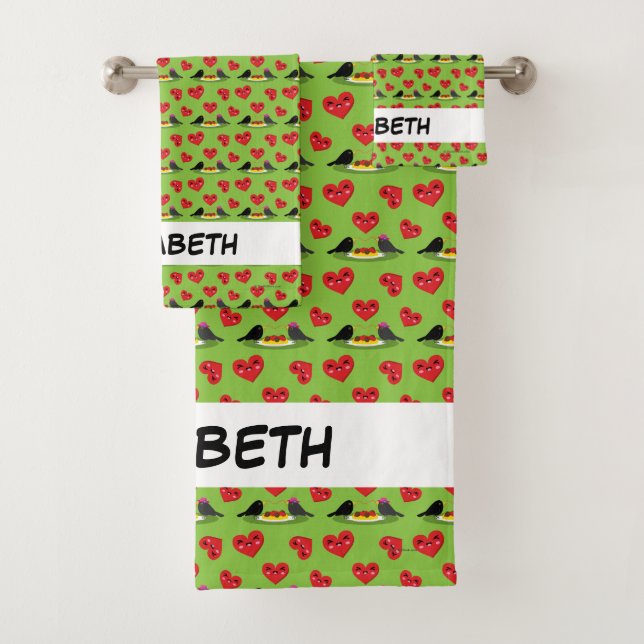 Spaghetti Meatballs Romantic Date | Add Your Name Bath Towel Set (Insitu)