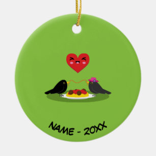 Spaghetti Meatballs Romantic Date   Add Your Name Ceramic Tree Decoration