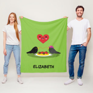 Spaghetti Meatballs Romantic Date Add Your Name Fleece Blanket