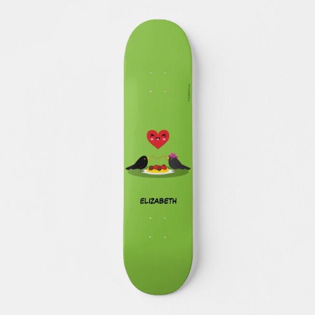 Spaghetti Meatballs Romantic Date | Add Your Name Skateboard (Front)