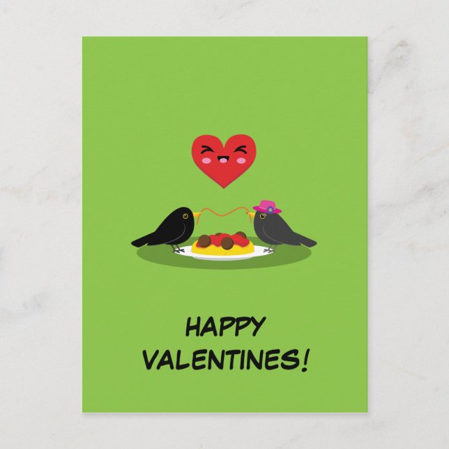 Spaghetti Meatballs Romantic Date | Add Your Text Postcard (Front)