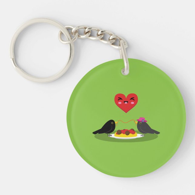 Spaghetti Meatballs Romantic Date Key Ring (Front)