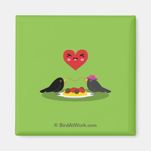 Spaghetti Meatballs Romantic Date Magnet (Front)