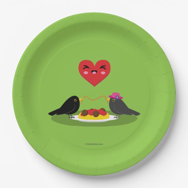 Spaghetti Meatballs Romantic Date Paper Plate (Front)