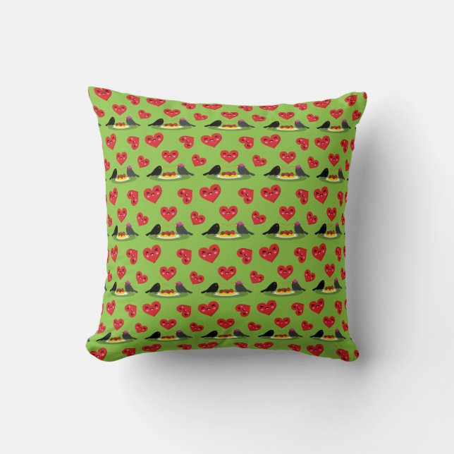 Spaghetti Meatballs Romantic Date Pattern Cushion (Front)