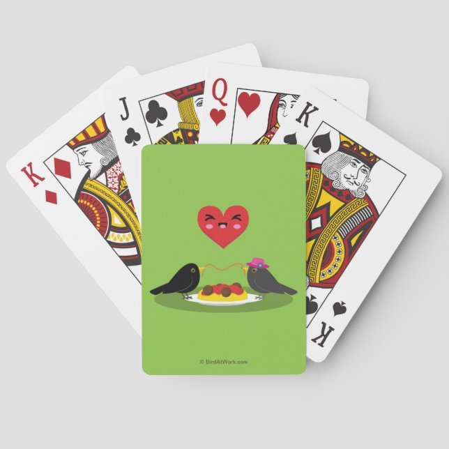 Spaghetti Meatballs Romantic Date Playing Cards (Back)