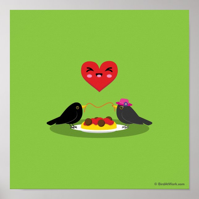 Spaghetti Meatballs Romantic Date Poster (Front)