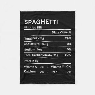 Spaghetti Nutrition Facts Funny Thanksgiving Nutri Fleece Blanket
