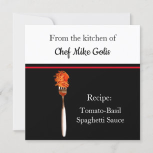 Spaghetti on Fork Tomato Sauce Recipe Card