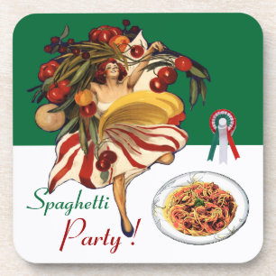 SPAGHETTI PARTY DANCE,ITALIAN KITCHEN AND TOMATOES COASTER