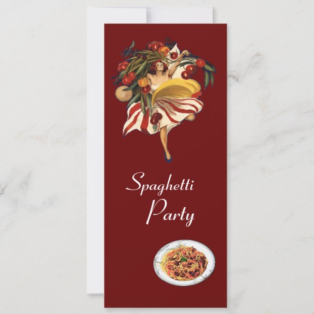 SPAGHETTI PARTY DANCE,ITALIAN KITCHEN AND TOMATOES INVITATION (Front)
