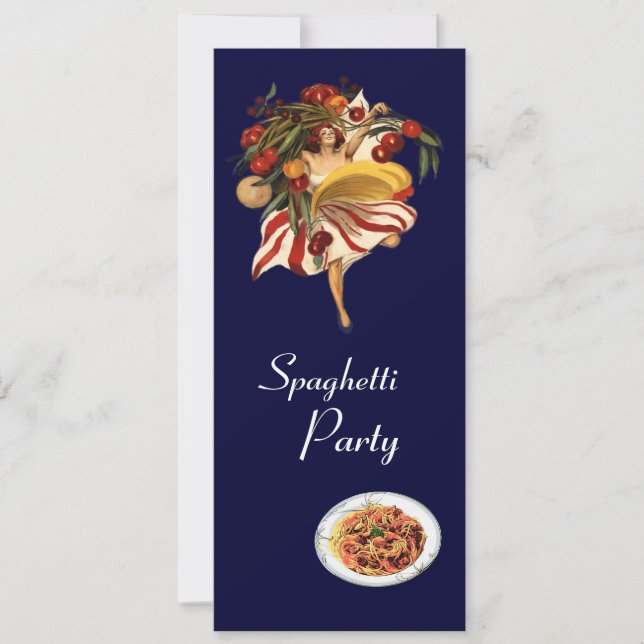 SPAGHETTI PARTY DANCE,ITALIAN KITCHEN AND TOMATOES INVITATION (Front)
