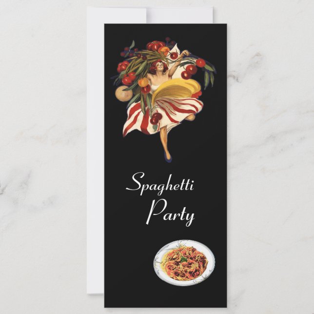 SPAGHETTI PARTY DANCE,ITALIAN KITCHEN AND TOMATOES INVITATION (Front)