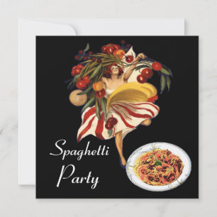 SPAGHETTI PARTY DANCE,ITALIAN KITCHEN AND TOMATOES INVITATION