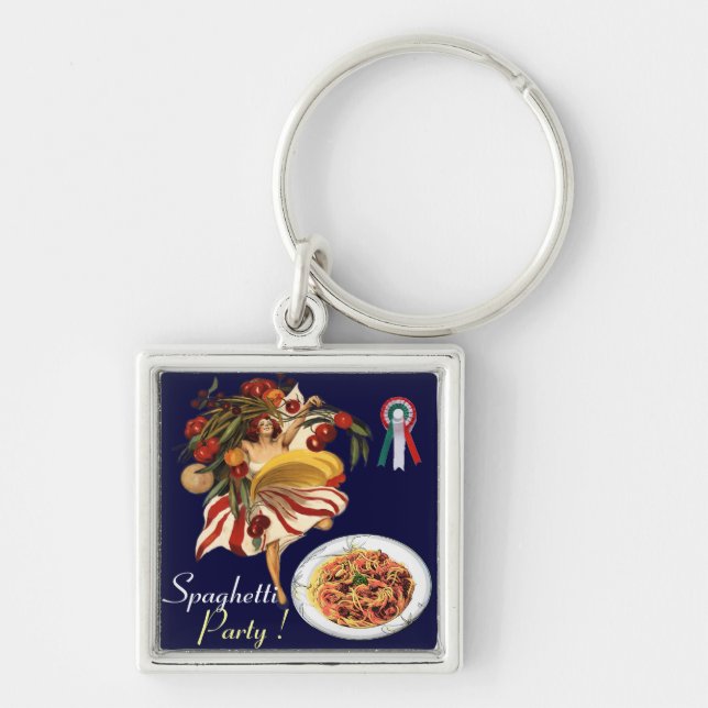 SPAGHETTI PARTY DANCE,ITALIAN KITCHEN AND TOMATOES KEY RING (Front)