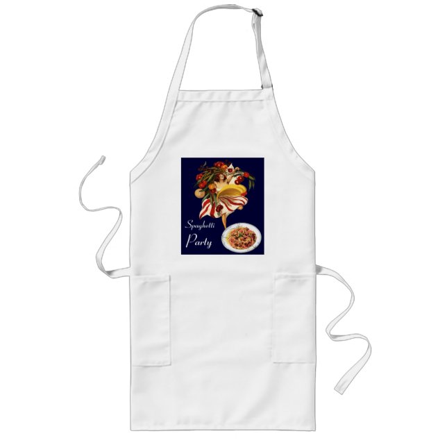 SPAGHETTI PARTY DANCE,ITALIAN KITCHEN AND TOMATOES LONG APRON (Front)