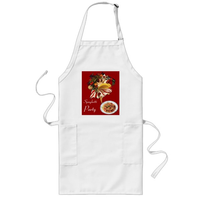 SPAGHETTI PARTY DANCE,ITALIAN KITCHEN AND TOMATOES LONG APRON (Front)