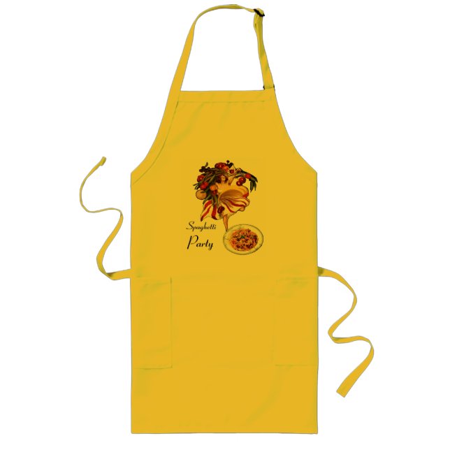 SPAGHETTI PARTY DANCE,ITALIAN KITCHEN AND TOMATOES LONG APRON (Front)