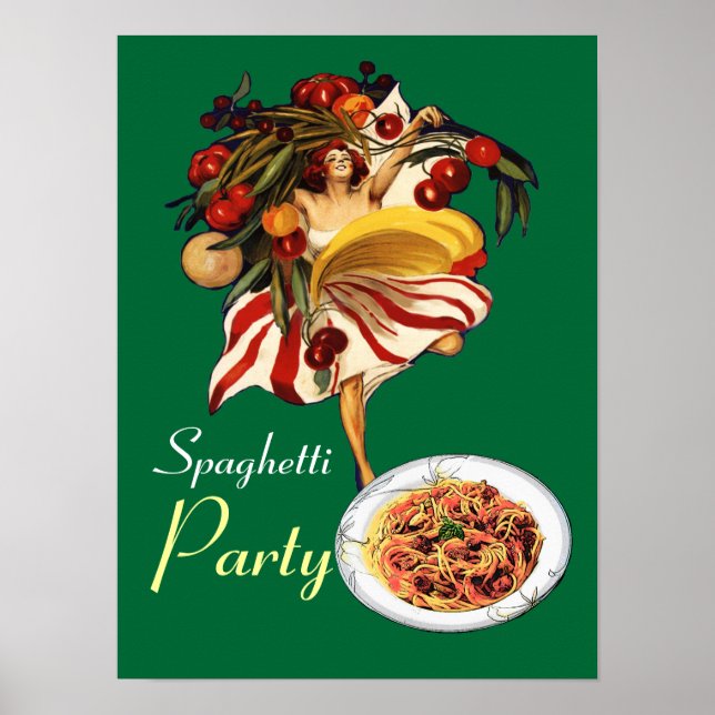 SPAGHETTI PARTY DANCE,ITALIAN KITCHEN AND TOMATOES POSTER (Front)