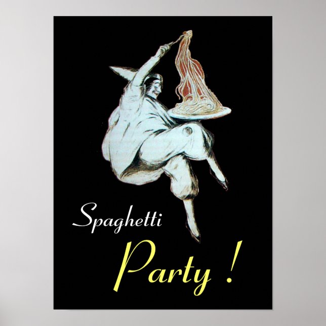 SPAGHETTI PARTY, ITALIAN KITCHEN ,black Poster (Front)
