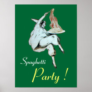 SPAGHETTI PARTY, ITALIAN KITCHEN ,green Poster
