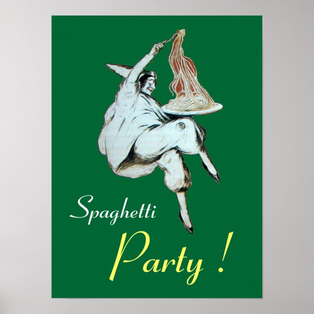 SPAGHETTI PARTY, ITALIAN KITCHEN ,green Poster (Front)
