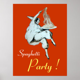 SPAGHETTI PARTY, ITALIAN KITCHEN ,orange Poster