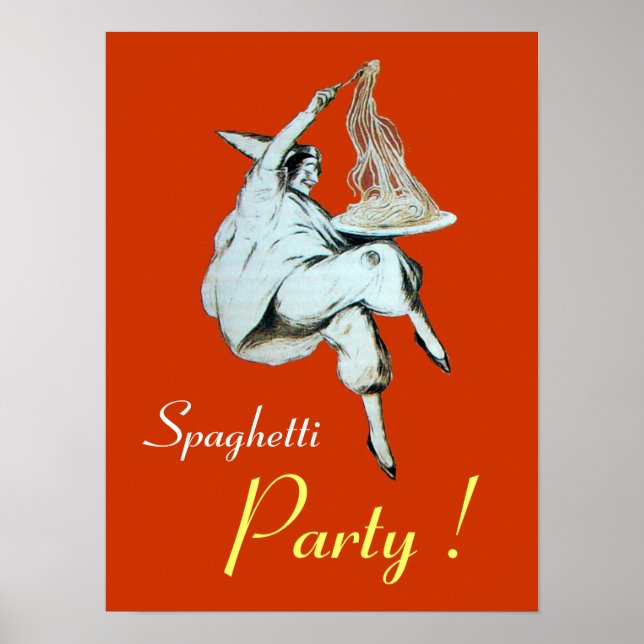 SPAGHETTI PARTY, ITALIAN KITCHEN ,orange Poster (Front)