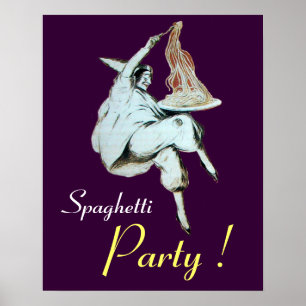 SPAGHETTI PARTY, ITALIAN KITCHEN ,purple Poster