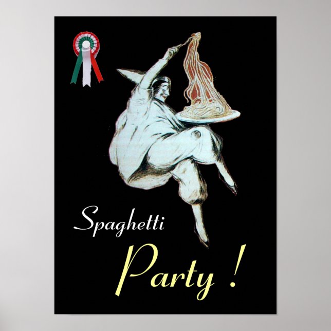 SPAGHETTI PARTY, ITALIAN KITCHEN ,red black white Poster (Front)
